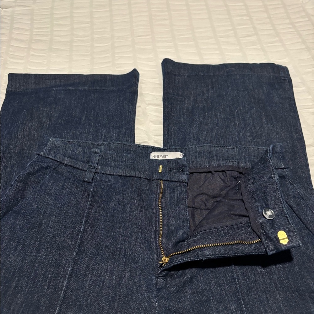 Nine West Women's Dark Blue Pintuck Bootcut Jeans